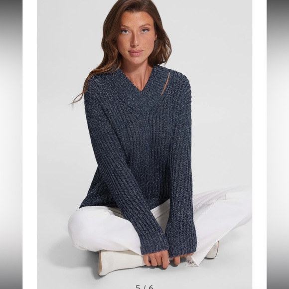GUESS Lise Sparkle Cutout V-Neck Sweater - Picture 2 of 13
